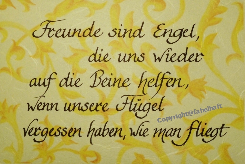 Handgeschriebener Spruch 10x15cm - Freunde sind Engel... - Fabelhaft | Kunstdrucke